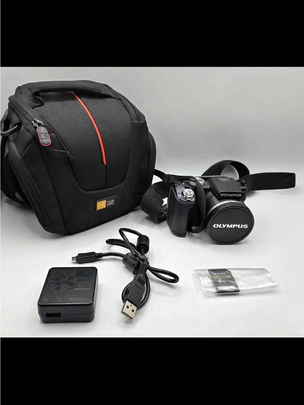 Olympus Black Camera Kit with Red-Accented Carrying Case